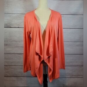 TALBOTS Waterfall Open Front Cardigan Sweater Peach/Orange Size Small